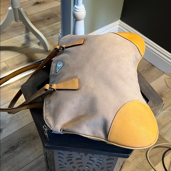 ๐ 1 hour sale. Prada, Tan & brown, leather trim and corners w/ canvas, wโฆ - Picture 14 of 16